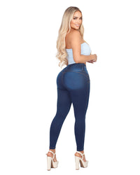 Jean Colombiano Skinny Push-Up Azul Oscuro sin Bolsillos