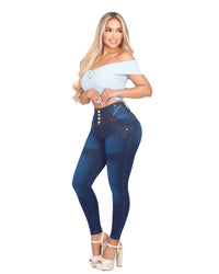 Jean Colombiano Skinny Push-Up Azul Oscuro sin Bolsillos