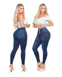 Jean Colombiano Skinny Push-Up Azul Oscuro sin Bolsillos