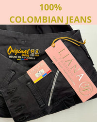 Jean Colombiano Push-Up Bota Ancha Negro sin Bolsillos