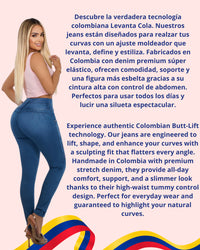 Jean Colombiano Skinny Push-Up Azul Claro con Bordado