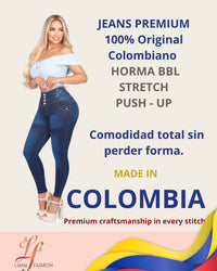 Jean Colombiano Skinny Push-Up Azul Oscuro sin Bolsillos