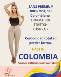 Pantalón Colombiano BBL Skinny Beige con Bolsillos
