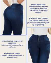 Jean Colombiano Skinny Push-Up Azul Oscuro con Bolsillos