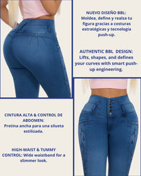 Jean Colombiano Skinny Push-Up Azul Oscuro con Bolsillos