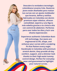 Jeans Colombianos Levantacola horma-bbl-skinny con bolsillos traseros