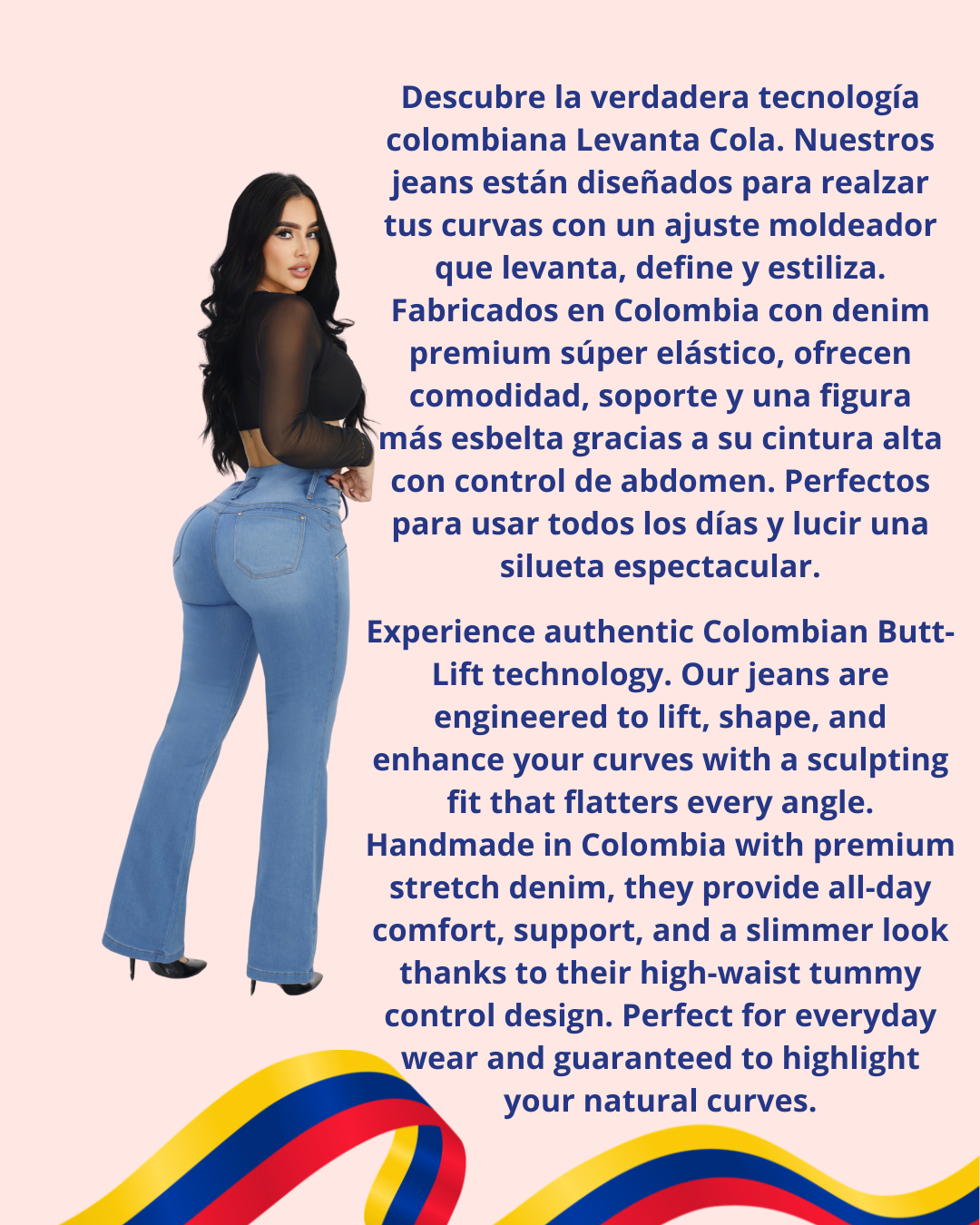 Jean Colombiano BBL Bota Ancha Azul Claro