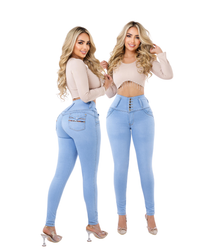 Jeans Colombianos Levantacola horma-bbl-skinny con bolsillos traseros
