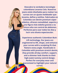 Jean Colombiano Skinny Push-Up Azul Oscuro con Bolsillos