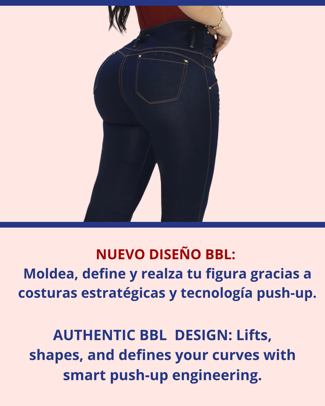 Jean Colombiano Push-Up Bota Ancha Azul Oscuro con Bolsillos