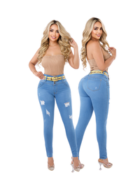 Jeans Colombianos Levantacola horma-bbl-skinny con Cinturon