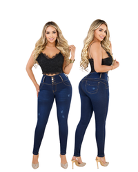 Jean Colombiano Skinny Push-Up Azul Oscuro con Bolsillos