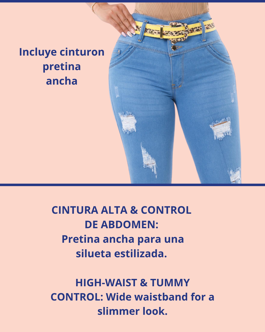 Jeans Colombianos Levantacola horma-bbl-skinny con Cinturon
