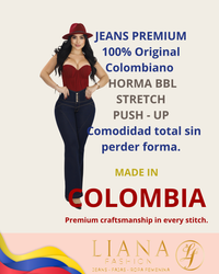 Jean Colombiano Push-Up Bota Ancha Azul Oscuro con Bolsillos
